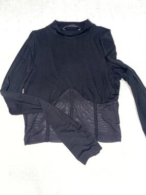 SHEIN Black Long-Sleeve Cowl Neck Sweater with Mesh Hem